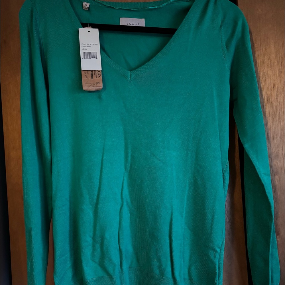 Jachs Women's Teal Long Sleeve V-Neck Top